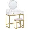 Kaptafels-Beliani AUXON - Kaptafel - Wit - MDF
