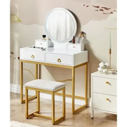 Kaptafels-Beliani AUXON - Kaptafel - Wit - MDF
