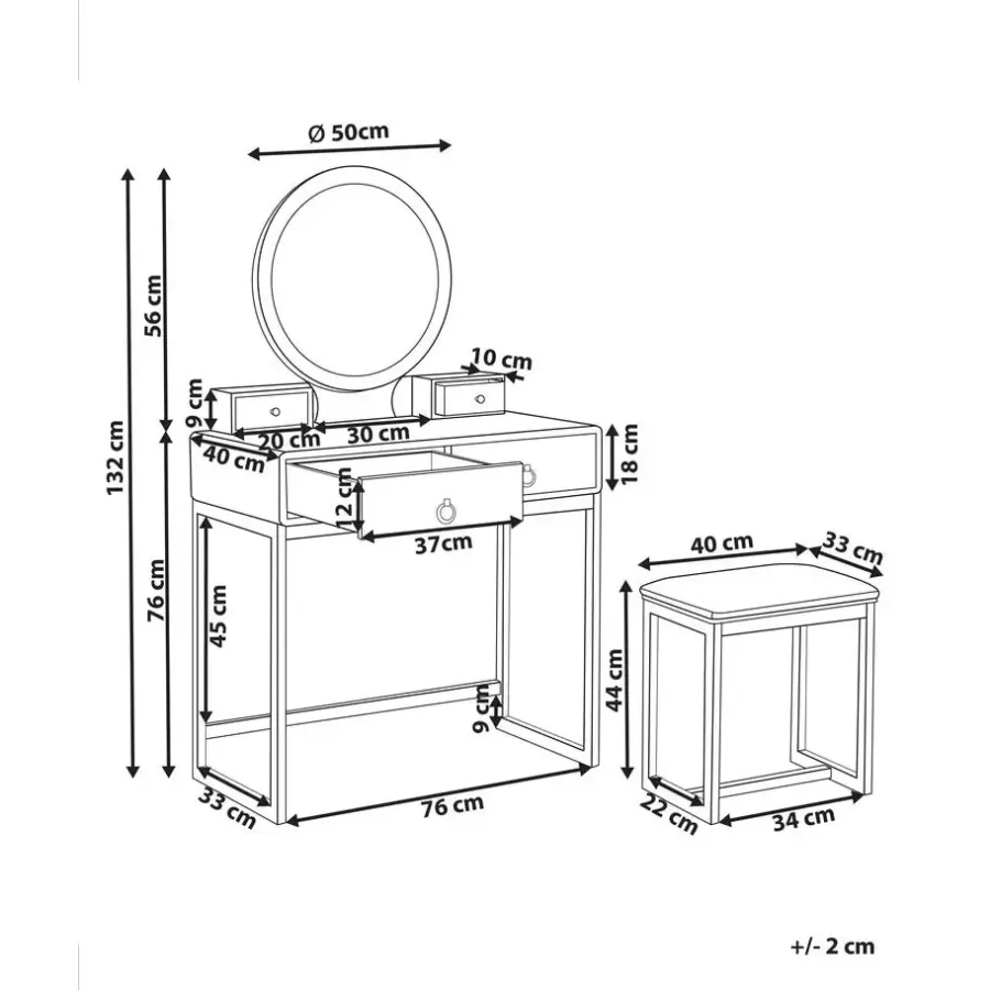 Kaptafels-Beliani AUXON - Kaptafel - Wit - MDF