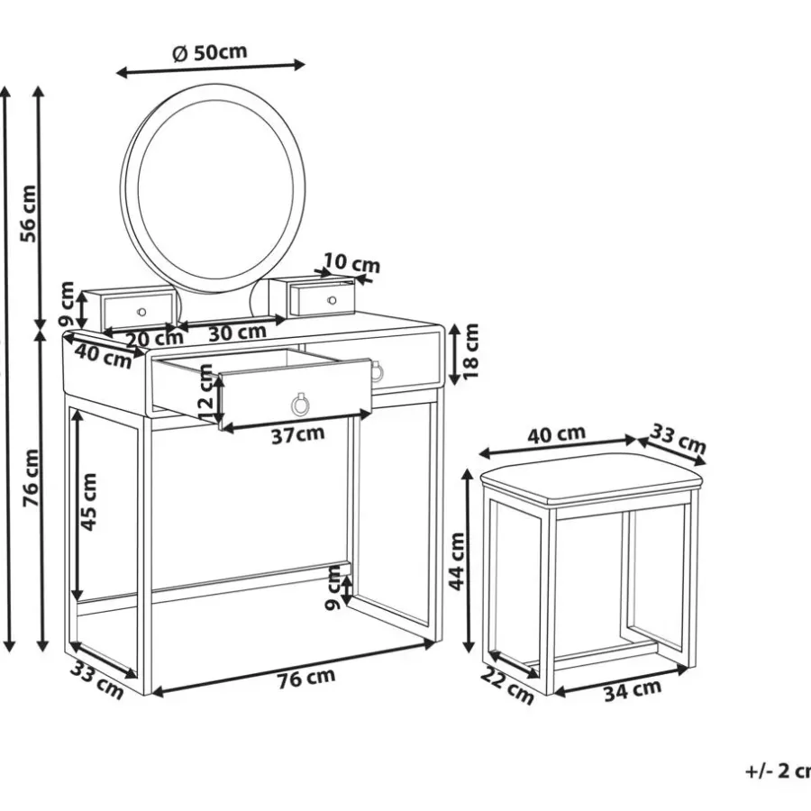 Kaptafels-Beliani AUXON - Kaptafel - Wit - MDF