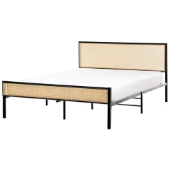 Twijfelaars-Beliani AVANTON - Tweepersoonsbed - Zwart - 140 x 200 cm - PE rotan