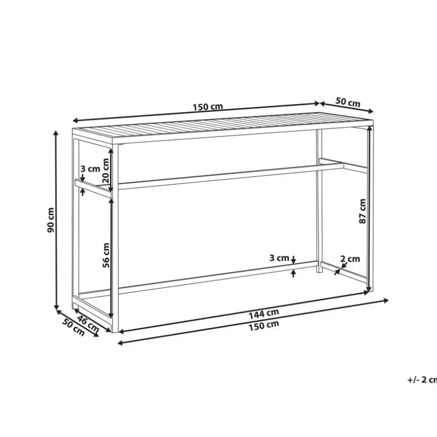 Beliani AVETRANA - Tuintafel - Wit - 150 x 50 cm - Staal