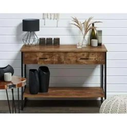 Beliani AYDEN - Consoletafel - Donkere houtkleur - MDF