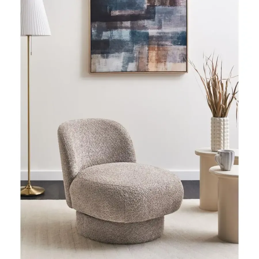 Beliani AYLO - Fauteuil - Taupe - Bouclé