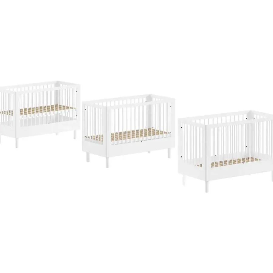 Vipack Babybed Forrest 60 x 120cm - verstelbaar - wit beukenhout