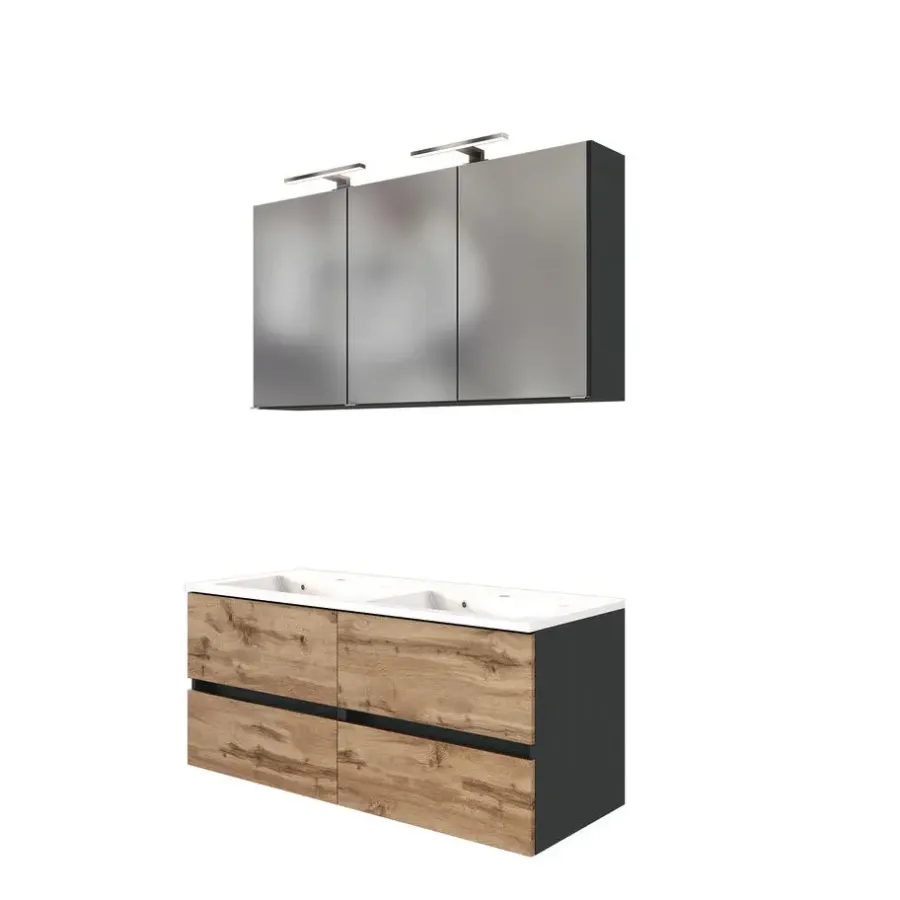 Held Badkamercombinatie Luna 2-delig 120cm - grafiet/eik