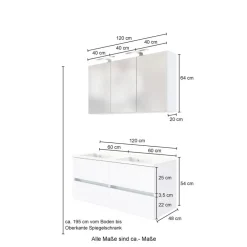 Held Badkamercombinatie Luna 2-delig 120cm - grafiet/eik