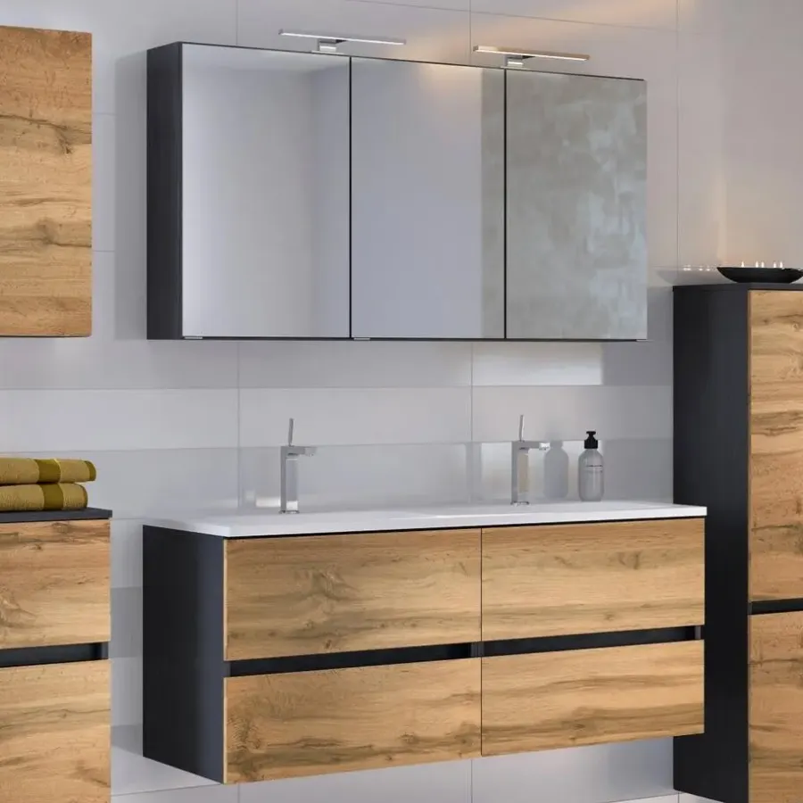 Held Badkamercombinatie Luna 2-delig 120cm - grafiet/eik