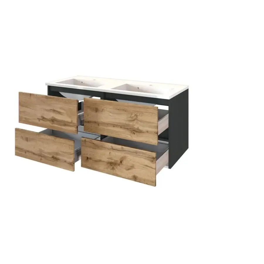 Held Badkamercombinatie Luna 2-delig 120cm - grafiet/eik