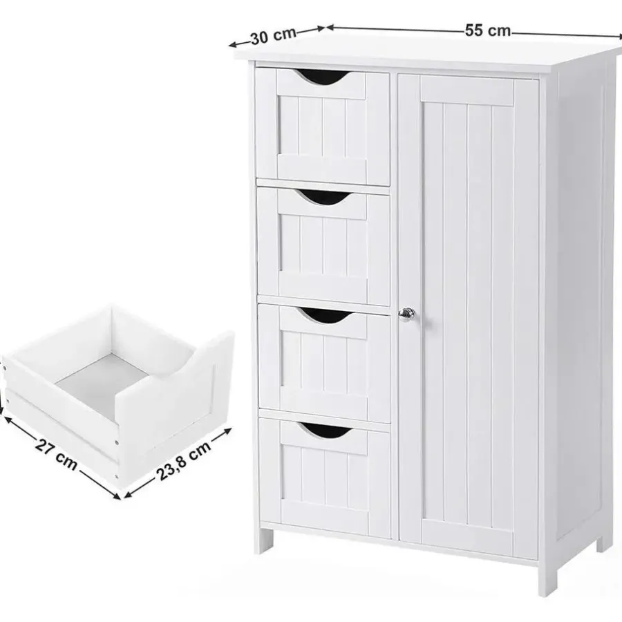 Hoge Kasten-Bobbel Home Badkamerkast - 4 Lades - MDF - Wit