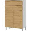 Hoge Kasten-Germania Badkamerkast Torres 60cm met 2 deuren & 2 lades - eikdecor/wit