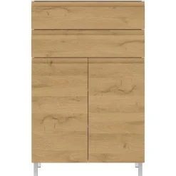 Hoge Kasten-Germania Badkamerkast Torres 60cm met 2 deuren & 2 lades - eikdecor/wit