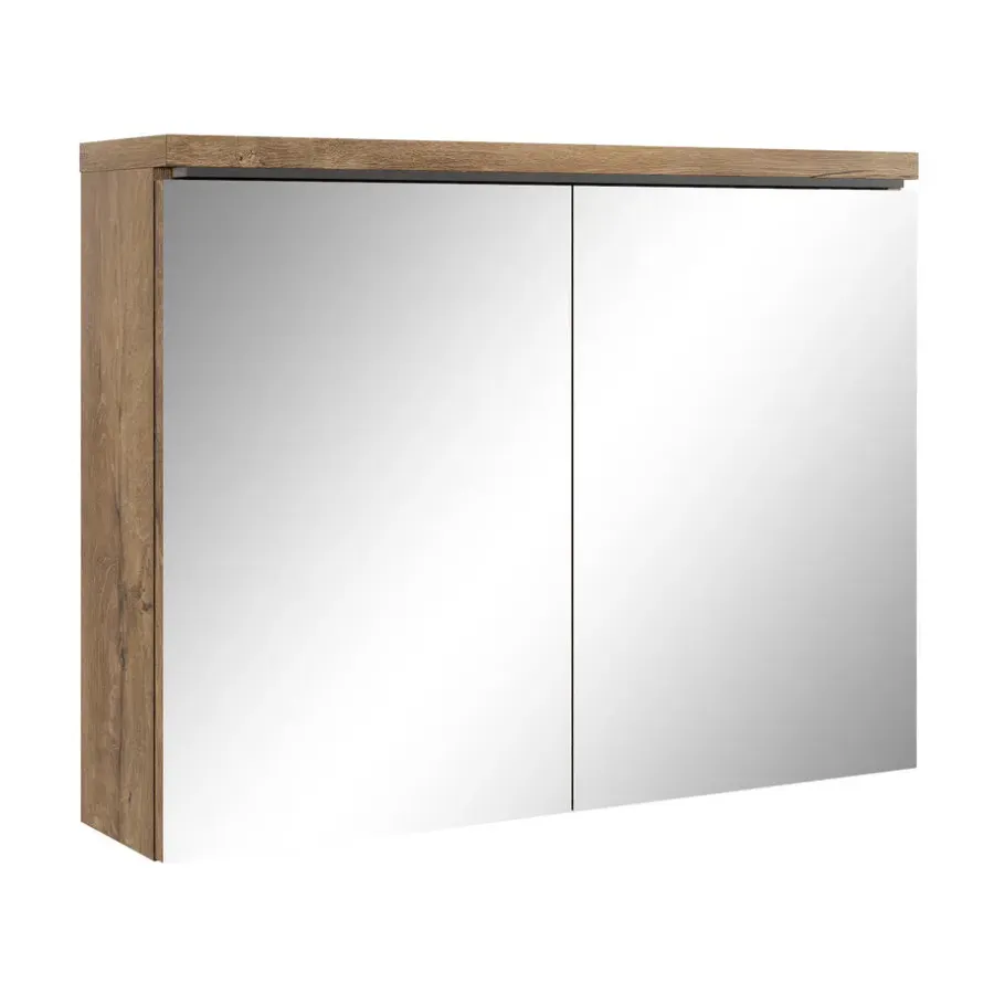 Badplaats Badkamerkast Paso 80 x 20 x 60 cm - Bruin Eiken - Spiegelkast Badkamer