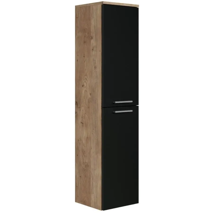 Badplaats Badkamerkast Saturnus 35 x 35 x 130 cm - Kastanje Eiken met Zwart -