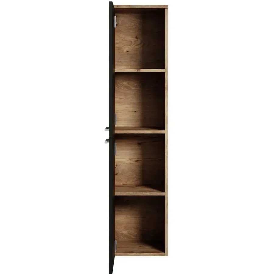 Badplaats Badkamerkast Saturnus 35 x 35 x 130 cm - Kastanje Eiken met Zwart -
