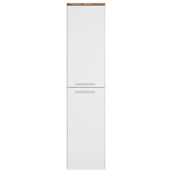 Hoge Kasten-Badplaats Badkamerkast Saturnus 35 x 35 x 130 cm - Eiken met Wit - Hangende