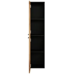 Hoge Kasten-Badplaats Badkamerkast Saturnus 35 x 35 x 130 cm - Eiken met Zwart - Hangende