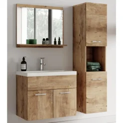 Badplaats Badkamermeubel Montreal 60 x 35 cm – Kastanje Eiken – Wastafel met