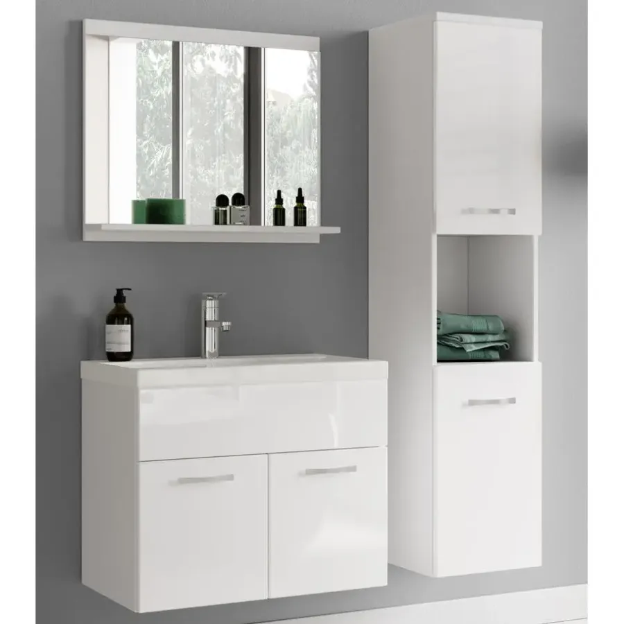 Badmeubelsets-Badplaats Badkamermeubel Set Montreal 60 x 35 cm - Wit Hoogglans - Badmeubel met