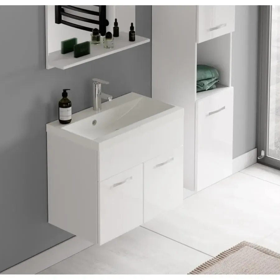 Badmeubelsets-Badplaats Badkamermeubel Set Montreal 60 x 35 cm - Wit Hoogglans - Badmeubel met