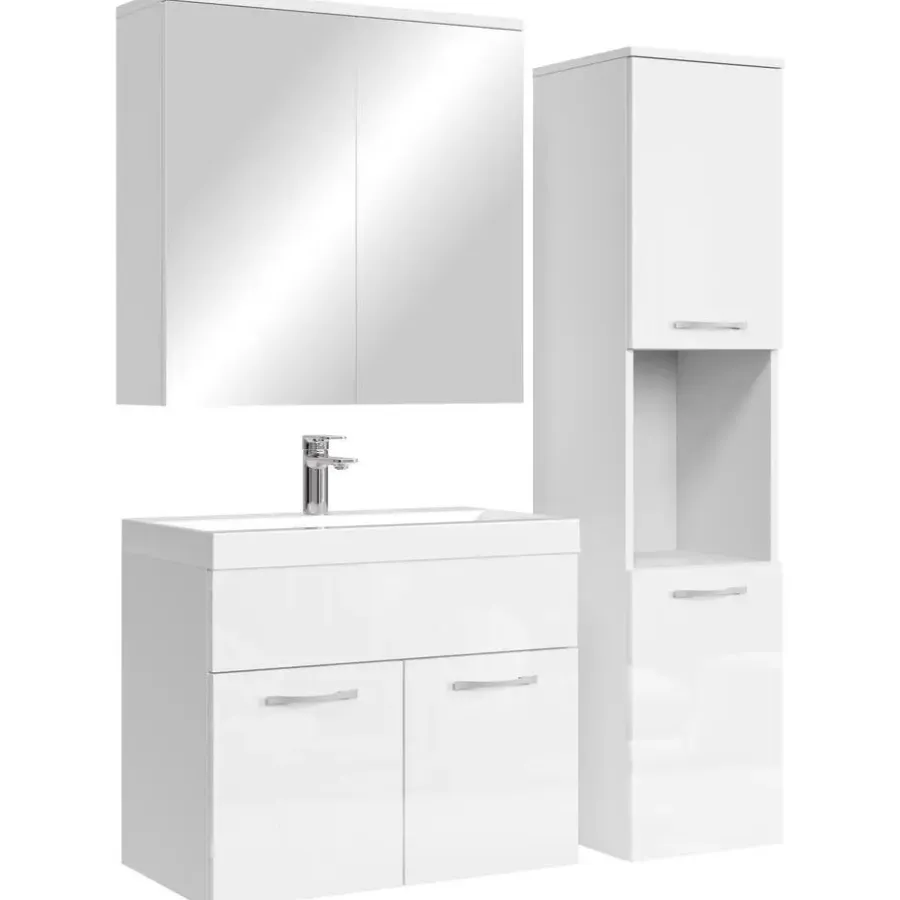Badmeubelsets-Badplaats Badkamermeubel Set Montreal 60 cm - Wit Hoogglans - Badmeubel met