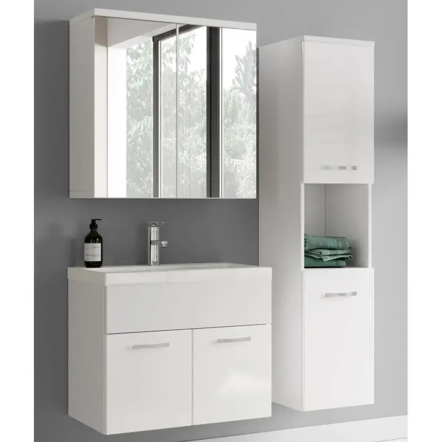 Badmeubelsets-Badplaats Badkamermeubel Set Montreal 60 cm - Wit Hoogglans - Badmeubel met