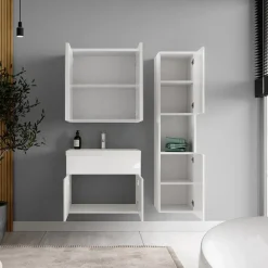 Badmeubelsets-Badplaats Badkamermeubel Set Montreal 60 cm - Wit Hoogglans - Badmeubel met