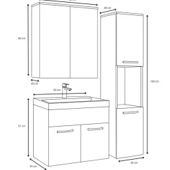 Badmeubelsets-Badplaats Badkamermeubel Set Montreal 60 cm - Wit Hoogglans - Badmeubel met