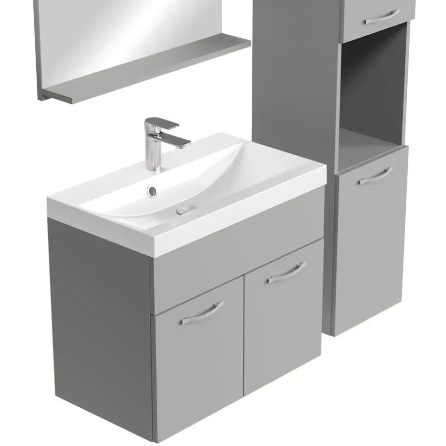 Badplaats Badkamermeubel Set Montreal 60 x 35 cm - Mat Grijs - Badmeubel met