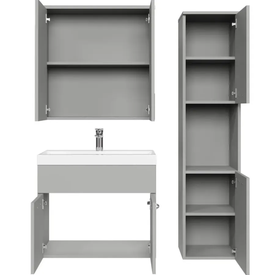 Badplaats Badkamermeubel Set Montreal 60 cm - Mat Grijs - Badmeubel met