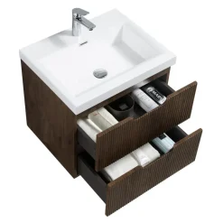 Badmeubelsets-Badplaats Badkamermeubel Set Thermis 60cm - Walnoot Bruin - Badmeubel met