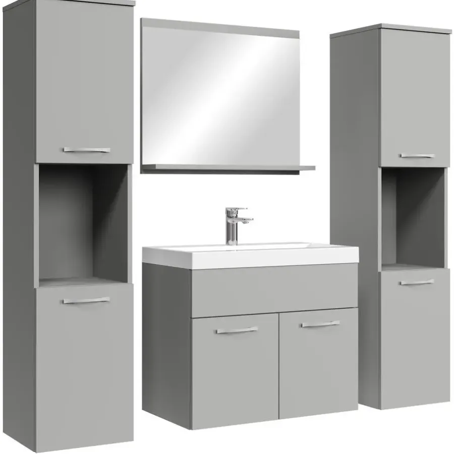 Badmeubelsets-Badplaats Badkamermeubel Set Montreal XL 60 x 35 cm - Mat Grijs - Badmeubel met