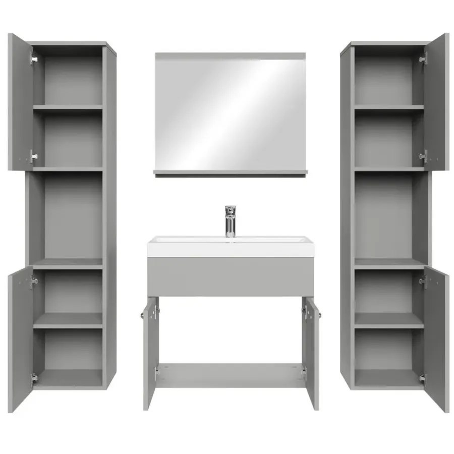 Badmeubelsets-Badplaats Badkamermeubel Set Montreal XL 60 x 35 cm - Mat Grijs - Badmeubel met