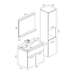Badmeubelsets-Badplaats Badkamermeubel Set Montreal XL 60 x 35 cm - Mat Grijs - Badmeubel met