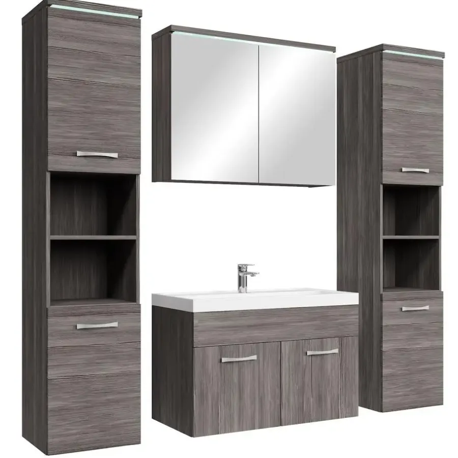 Badmeubelsets-Badplaats Badkamermeubel Set Paso XL 80 x 40 cm - Grijs Eiken - Badmeubel met