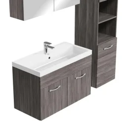 Badmeubelsets-Badplaats Badkamermeubel Set Paso XL 80 x 40 cm - Grijs Eiken - Badmeubel met