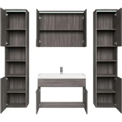 Badmeubelsets-Badplaats Badkamermeubel Set Paso XL 80 x 40 cm - Grijs Eiken - Badmeubel met