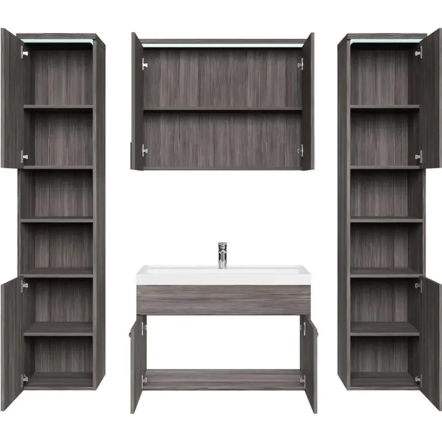 Badmeubelsets-Badplaats Badkamermeubel Set Paso XL 80 x 40 cm - Grijs Eiken - Badmeubel met