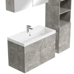 Badmeubelsets-Badplaats Badkamermeubel Set Paso XL 80 x 40 cm - Beton Grijs - Badmeubel met