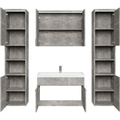 Badmeubelsets-Badplaats Badkamermeubel Set Paso XL 80 x 40 cm - Beton Grijs - Badmeubel met
