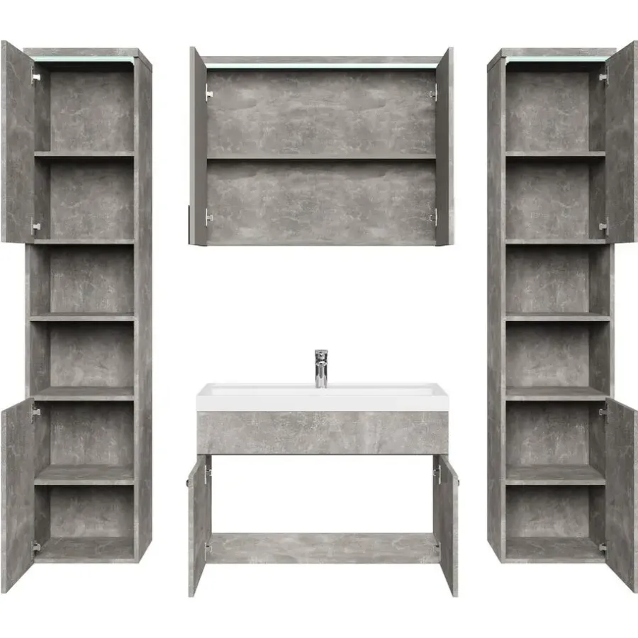 Badmeubelsets-Badplaats Badkamermeubel Set Paso XL 80 x 40 cm - Beton Grijs - Badmeubel met
