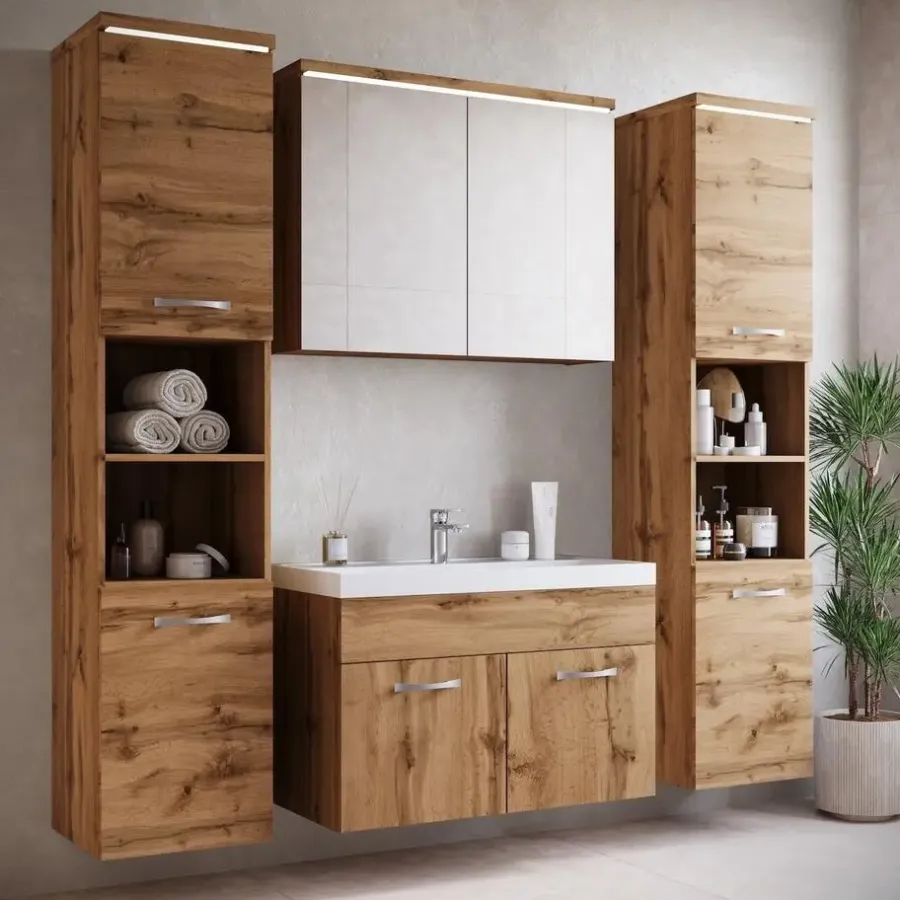 Badmeubelsets-Badplaats Badkamermeubel Set Paso XL 80 x 40 cm - Eiken - Badmeubel met
