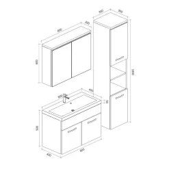 Badmeubelsets-Badplaats Badkamermeubel Set Paso XL 80 x 40 cm - Eiken - Badmeubel met