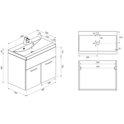 Badmeubelsets-Badplaats Badkamermeubel Set Montreal 60 cm - Kastanje Eiken met Donker Grijs -