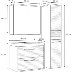 Badmeubelsets-Badplaats Badkamermeubel Set Etna 60 cm – Eiken – Hangend Badmeubel met