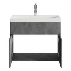 Wastafelkasten-Badplaats Badkamermeubel Montreal 60 x 35 cm – Donker Grijs – Wastafel met