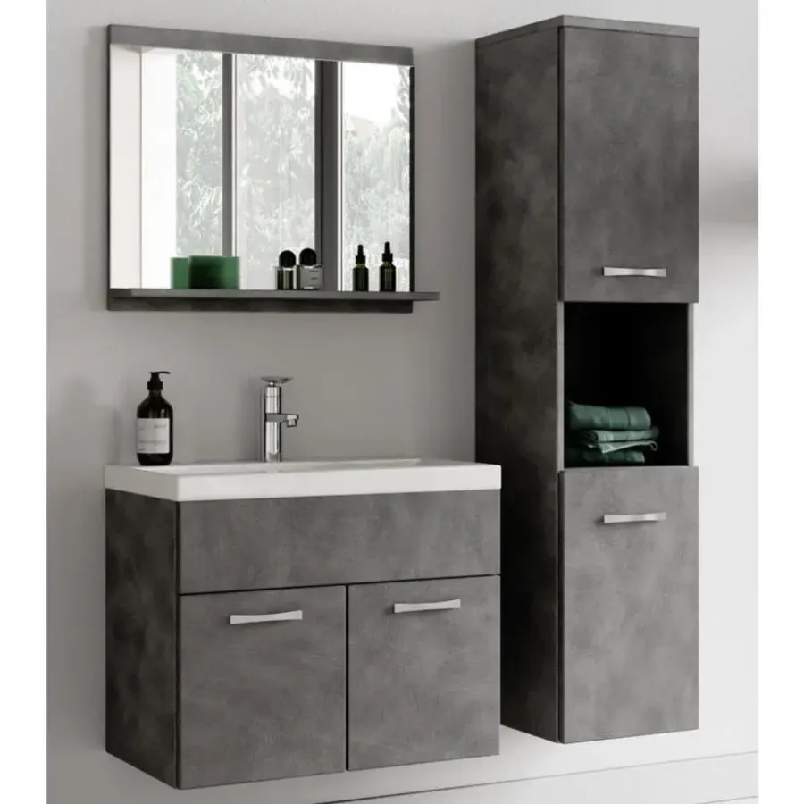 Wastafelkasten-Badplaats Badkamermeubel Montreal 60 x 35 cm – Donker Grijs – Wastafel met