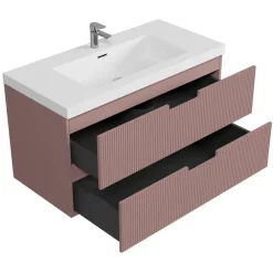 Badmeubelsets-Badplaats Badkamermeubel Set Thermis 100cm - Roze - Badmeubel met Wastafel