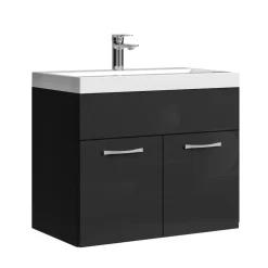 Badplaats Badkamermeubel Montreal 60 x 35 cm – Zwart Hoogglans – Wastafel met