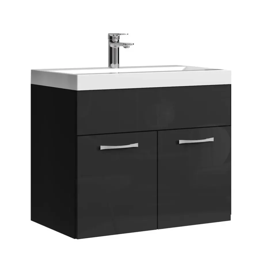 Badplaats Badkamermeubel Montreal 60 x 35 cm – Zwart Hoogglans – Wastafel met